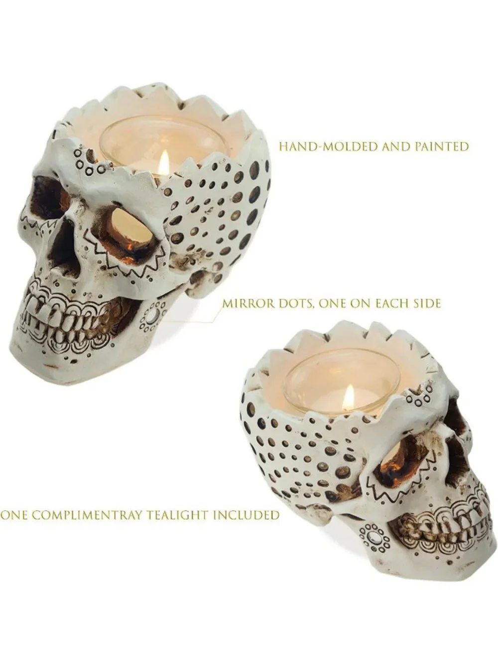 Gothic Skull Candle Holder & Planter - 5.9” Decorative Gift for Home Decor